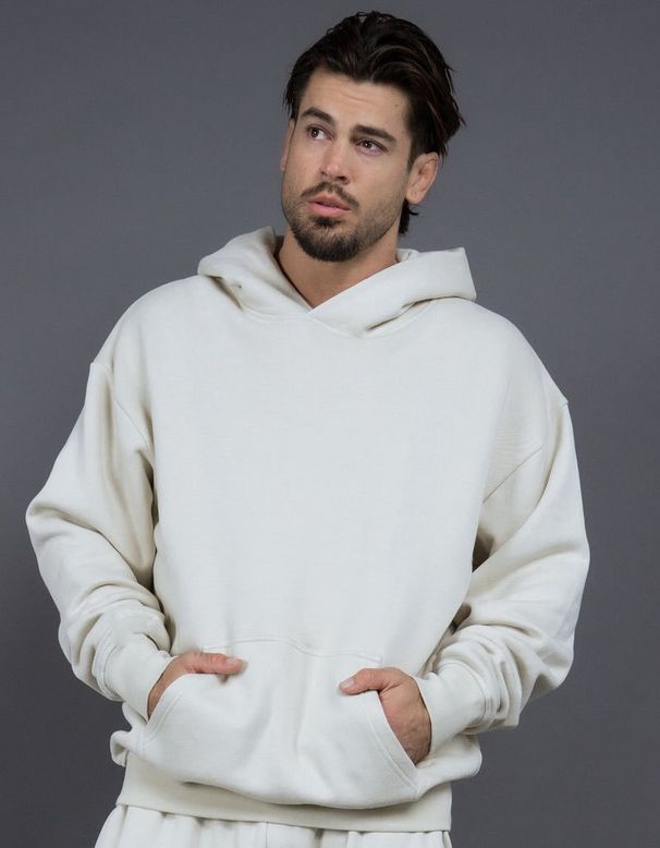 K New Thickened Hooded Sweatshirt For Men, Loose Drop Shoulder Solid Color Pullover_viptrois.com