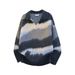 Unisex Oversized V-Neck Sweater – 90s Grunge Stripes & Drop Shoulder (S-XXL, Slouchy Streetwear)_viptrois.com