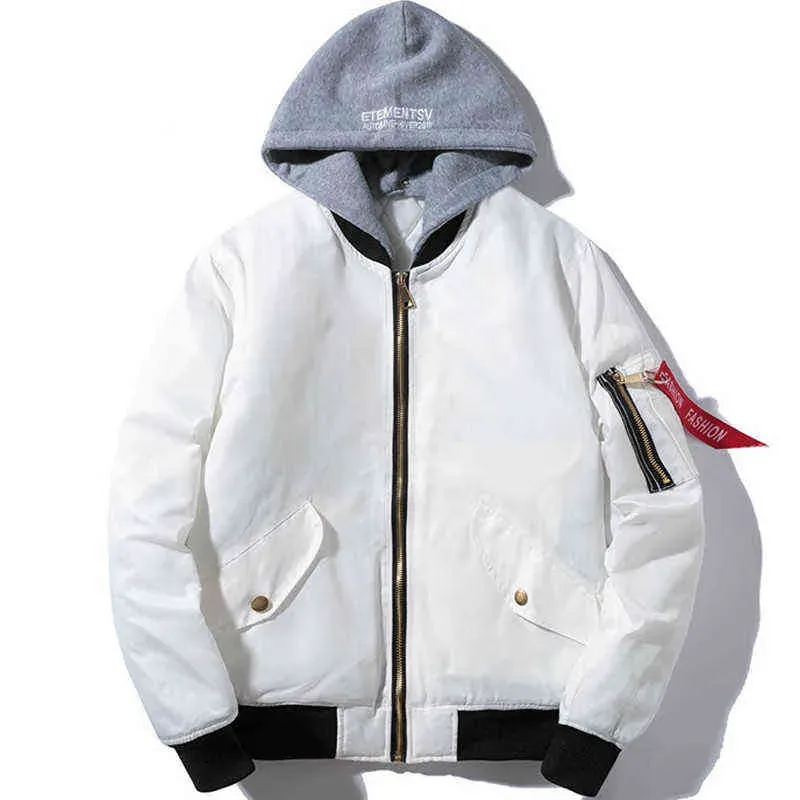 2024 Winter Men's Women's Bomber Pilot Jacket: Solid Color Baseball Hooded Windbreaker_viptrois.com