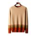 Loom European And American Cross-Border Shipping Wool Men's Color Block Round Neck Thick Knitted Sweater Base Shirt Wholesale_viptrois.com