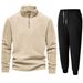 Men's Fleece Zip-Up Jacket - Stand Collar Winter Pullover With Soft Brushed Lining (Black, Cream, Sky Blue, Gray)_viptrois.com