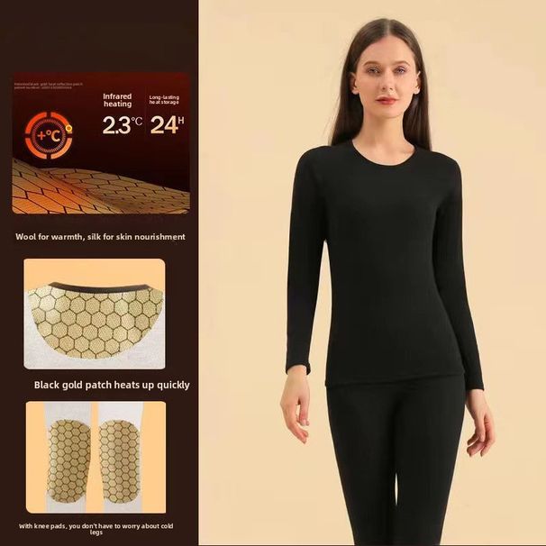 Black Gold Lock Temperature Graphene Men's And Women's Thermal Underwear German Velvet Thermal Suit_viptrois.com