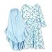 Kids’ Clothing Girls Children's Spring And Autumn Style Long Sleeved Floral Pattern Blue Dress Long Skirt + Headscarf Two Piece Suit Ins_viptrois.com