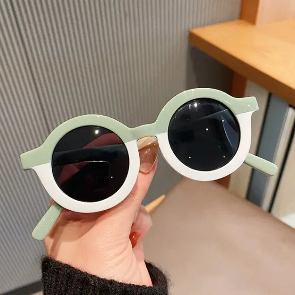 Kids Cute Cartoon Round Sunglasses Girl Boy Leopard Double Color Vintage Sunglasses UV Protection Classic Kids Sunglasses_viptrois.com