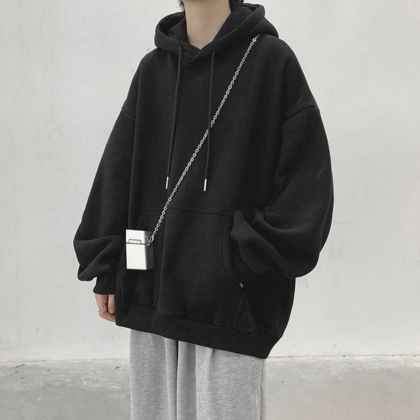 Solid Color Hooded Sweatshirt Men's Top Wholesale Long Sleeved Pullover Hoodie Couple Casual Sweatshirt_viptrois.com