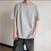 First Eve Summer New Shoulder Short Sleeve Men's Splicing Threaded T-Shirt Crew Neck Simple Solid Color Trendy Men's Top_viptrois.com