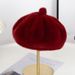 Mink Fur Beret Thickened Large Head Circumference Women Octagonal Round Top Autumn Winter Warm Hat_viptrois.com