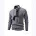 Men's Scarf Collar Knit Sweater - Oversized V-Neck Pullover In White, Gray, Black, Light Pink, Red (M-4xl)_viptrois.com