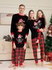 Christmas Snowflake red and green plaid Christmas family print home suit set_viptrois.com