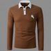 Men's Long Sleeve Polo Shirt – Stylish Printed & Embroidered Casual Top (Loose Fit, Machine Washable, 5 Sizes)_viptrois.com