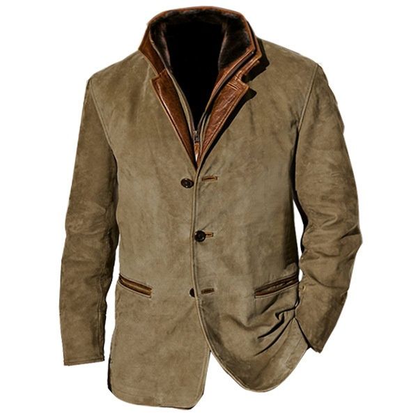 Pulse 2025 Cross-Border Spring Autumn New European And American Fashion Retro Jacket Men's Casual Coat Turn-Down Collar_viptrois.com