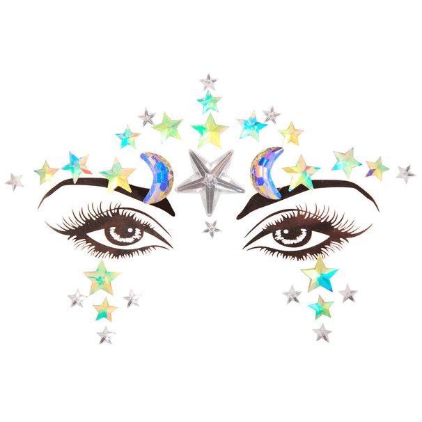 Halloween EDM electronic music festival face stickers eyebrow stickers diamond resin diamond carnival diamond stickers masquerade face decoration_viptrois.com