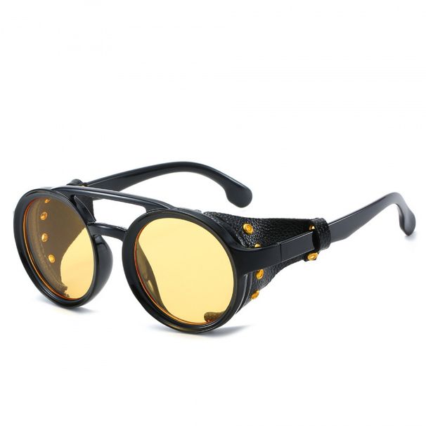 New Fashion Punk Leather Buckle PC Sunglasses UV Protection Eye Protection Personalized Sunglasses Street Shot Men's And Women's Glasses_viptrois.com