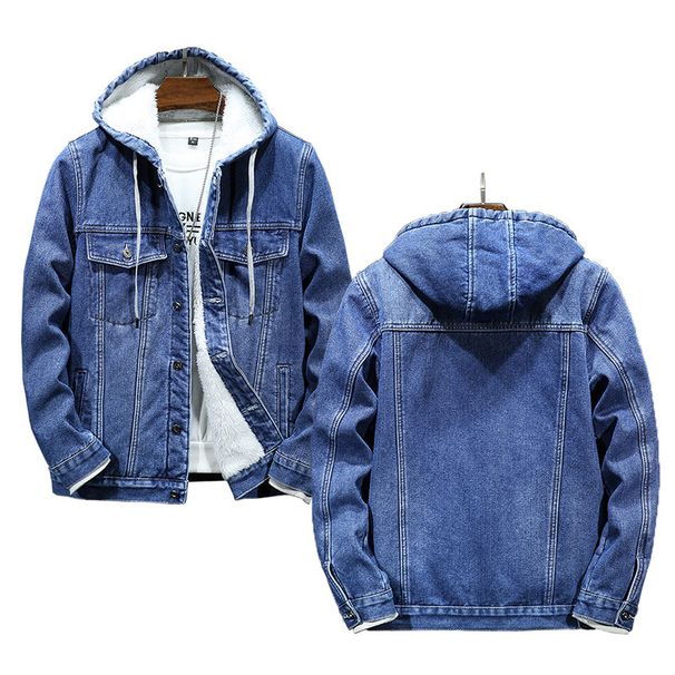 Men's Clothing New Thick Warm Men's Cotton Coat Winter Imitation Lambskin Cold Proof Hooded Plush Denim Jacket Men_viptrois.com