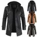 Long leather coat in men's clothing Korean youth plus size PU leather windbreaker_viptrois.com