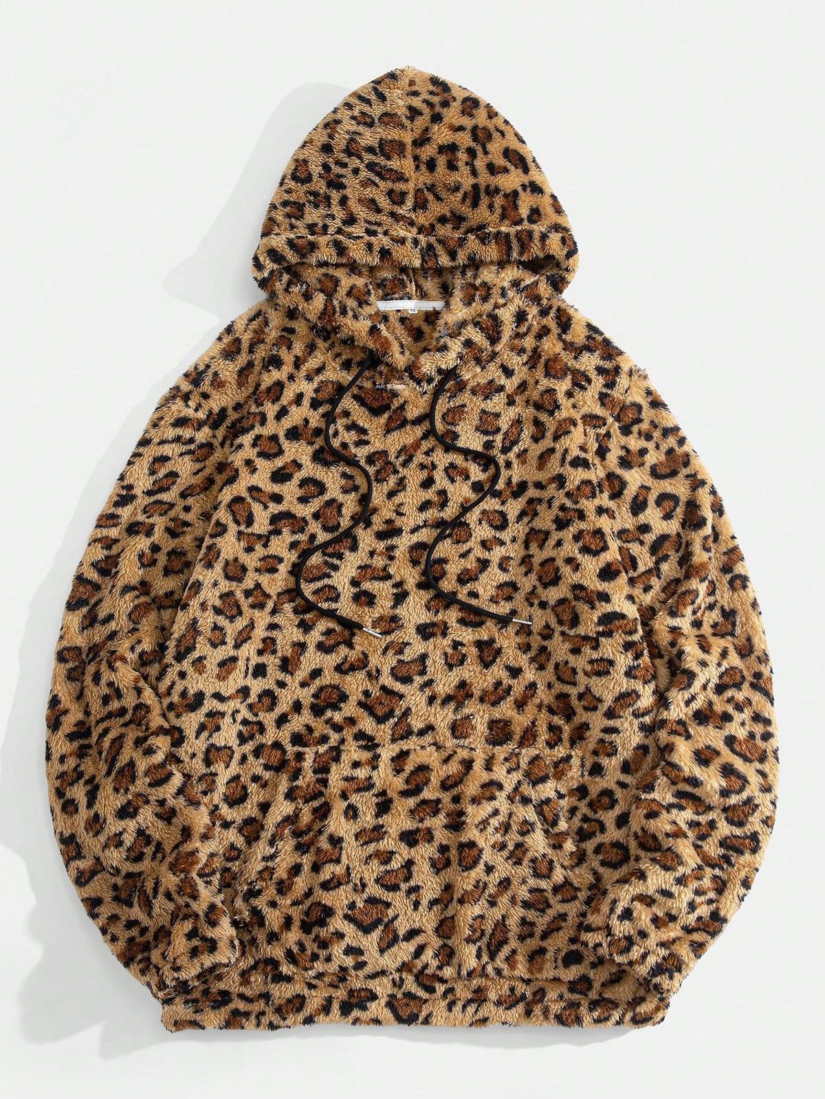 Men's Retro Leopard Print Hoodie - Thick Fleece Pullover With Adjustable Drawstring (S-XXL)_viptrois.com
