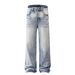 Men's Clothing Retro Trend Street Style Old Washed Design Straight Men's Denim Trousers_viptrois.com