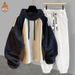 Men's Clothing Fashion Brand Plus Velvet Thickened Pleated Raglan Sleeves Hooded Sweatshirt Suit Men's Design Warm Set_viptrois.com