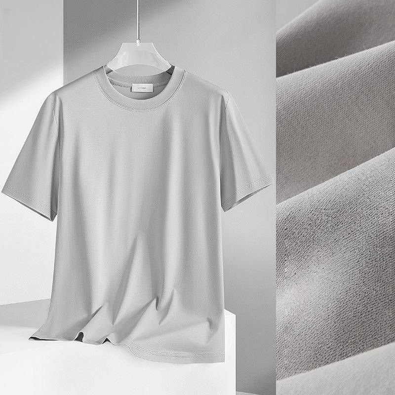 2025 Summer Ice Silk T-shirt, Cool, Loose, Half-sleeved, Solid-color Top, Thin Style, Quick-drying_viptrois.com