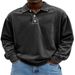 2026 European-USA Style Fashion Top Tee T-Shirt Men Lapel Half Button Pure Color Long Sleeve Casual Washing Do Old Vintage POLO Shirt S-5XL_viptrois.com