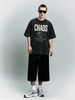 Vintage Washed "CHAOS CONTROL THE UNKNOWN" Globe Graphic Cotton T-Shirt Men's Casual Streetwear Tee_viptrois.com