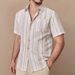 Men's Clothing Summer New Retro Texture Striped Casual Short Sleeved Shirt For Commuting_viptrois.com