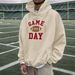 Football Print Hooded Sweatshirt - Unisex Pullover Fleece Hoodie With Customizable Design, Loose Fit & Warm Cotton Blend_viptrois.com
