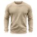 Men's Spring And Autumn Winter Waffle Round Neck Long Sleeved T Shirt Men's Small Square Casual Bottom_viptrois.com