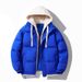 Men's Winter Hooded Puffer Jacket – Two-Tone Layered Cotton Coat With Oversized Hood (Black/Khaki/Green/Klein Blue)_viptrois.com