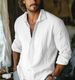 Men's Clothing Men's Linen Shirt Button Shirt Summer Beach Shirt Solid Color_viptrois.com