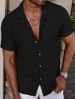 European And American Men's Casual Knitted Shirt, New Men's Summer Style Solid Color Lapel Cutout Breathable Men's Short-sleeved Top_viptrois.com