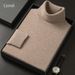 Men's Slim Fit High Neck Sweater - Warm Knit Pullover For Autumn & Winter, Solid Color Casual Wear_viptrois.com