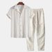 Men's Stylish Short Sleeve Linen Shirt & Pants Set With 3D Digital Print - Comfortable Summer Outfit For Casual Wear_viptrois.com