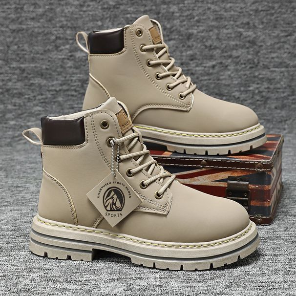 Men's Shoes Large Size Trendy Martin Boots British Work Boots High Top Casual Leather Men's Boots_viptrois.com