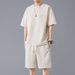 Men's Clothing Summer Sports Suits Large Size Men's Summer Style All Match Waffle Short Sleeved Shorts Two Piece Suit_viptrois.com