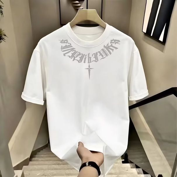 Men's Clothing Pure Cotton Printed Short Sleeved Casual Round Neck T Shirt_viptrois.com