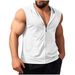 Men's Clothing Summer New Men's Sleeveless Hooded Casual Sports Solid Color Vest_viptrois.com