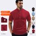 Men's Casual Short Sleeve Polo Shirt - Breathable Pearl Cotton Twisted Knit Fabric - Summer Loose Fit Patchwork Design_viptrois.com