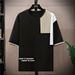 Color Block Men's Short Sleeve T-Shirt & Shorts Casual Lounge Set - Loose Fit Big & Tall Sizes Available_viptrois.com