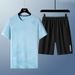Summer Men's Casual Sports Fitness Morning Running Set, Short Sleeved Shorts Set_viptrois.com
