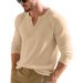 Men's Casual Henley Neck Long Sleeve Shirt – Breathable Polyester Pullover, Minimalist Layering Tee (S-XXXL, White/Black/Khaki)_viptrois.com