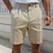 Men's Solid Color Casual Five Point Pants Business Golf Sports Shorts Men's Slim Fit Straight Leg Summer_viptrois.com