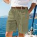 Men's Linen Summer Shorts With Side Pockets, Back Button Closure, Breathable Comfort For Beach And Casual Wear_viptrois.com