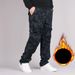 Men's clothing with fleece overalls men's loose straight leg casual pants_viptrois.com