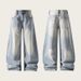 Men's Bamboo Joint Washed Curved Jeans Loose Wide Leg Casual Trousers Mid Waist Straight Pants Autumn Style High Street Vibe Black Blue_viptrois.com