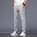 Spring Summer New Men's Casual Straight Slim Fit Stretch Ice Silk Sports Non-Iron Smooth Korean Style Trendy Long Pants_viptrois.com