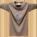 Thick Long Sleeve Men Spring Autumn New Round Neck Base Shirt Jacket T-Shirt Pure Cotton Men's Clothing Plus Size For_viptrois.com