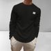 Men's Clothing New Autumn And Winter Men's Letter Patch Chest Details Casual Loose Round Neck Pullover Long Sleeve White Sweatshirt_viptrois.com