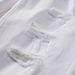 Men's Slim Fit White Distressed Jeans With Embroidery & Print, Stretch Denim Tapered Leg Casual Trousers_viptrois.com