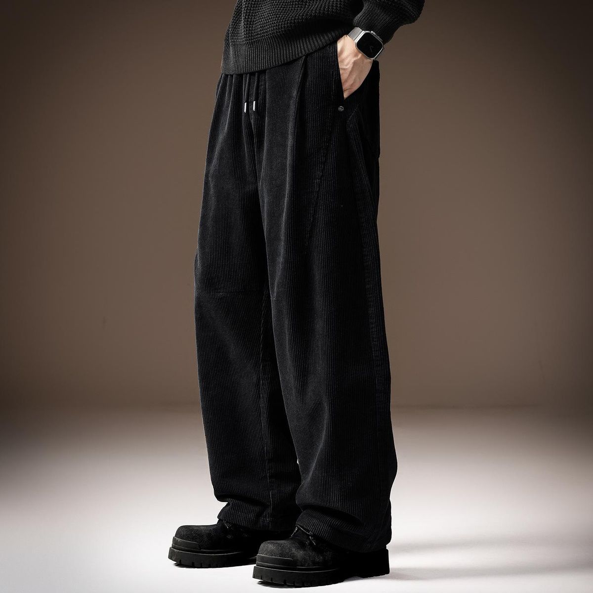 Men's Clothing Men's Relaxed Style Corduroy Casual Pants Loose Straight Leg Wide Leg Dad Style Spring Autumn_viptrois.com